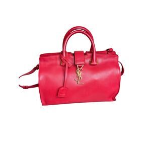 Saint Laurent YSL Monogram Cabas Tote in Lipstick Red w/Dustbag & COA